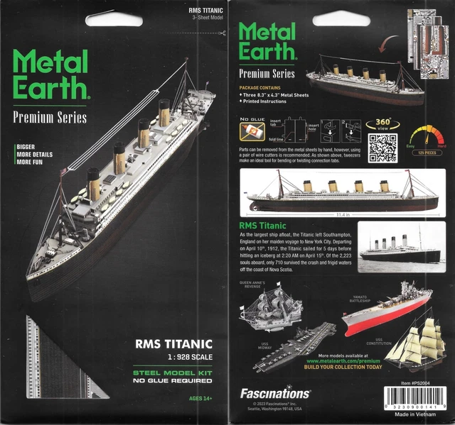 RMS TITANIC SHIP 1:928 Scale Metal Earth Premium Series 3D Steel Model ...
