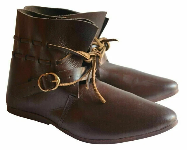 Stivali medievali in pelle scarpe da equitazione armatura fantasia costume rinascimentale scarpa da uomo