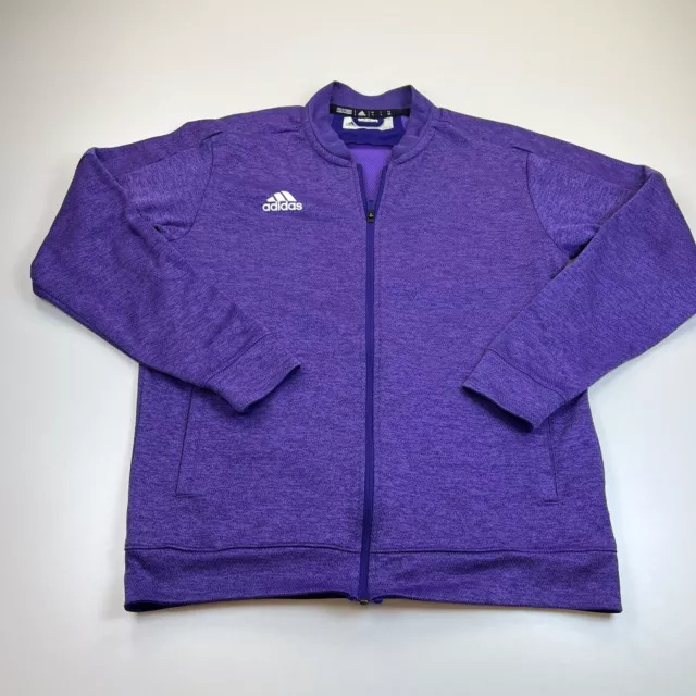 Adidas Bomber Jacket Mens Large Purple Full Zip Pockets Training Warm Up