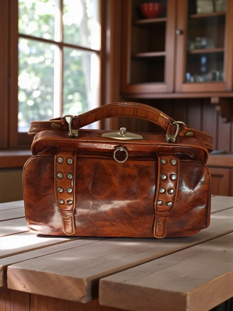 Cartable Vintage En Cuir Véritable - Sac écolier Ancien Marron - Look Rétro Authentique