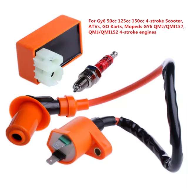 5/8'' Racing AC CDI Box+Ignition Coil +Spark Plug For Moped Scooter GY6 50-150cc