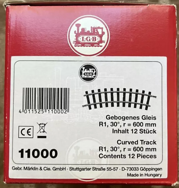 Lgb 11000 New In Box Lot Of 12 R1 Curved Track 30 Degree Brass G Scale Model