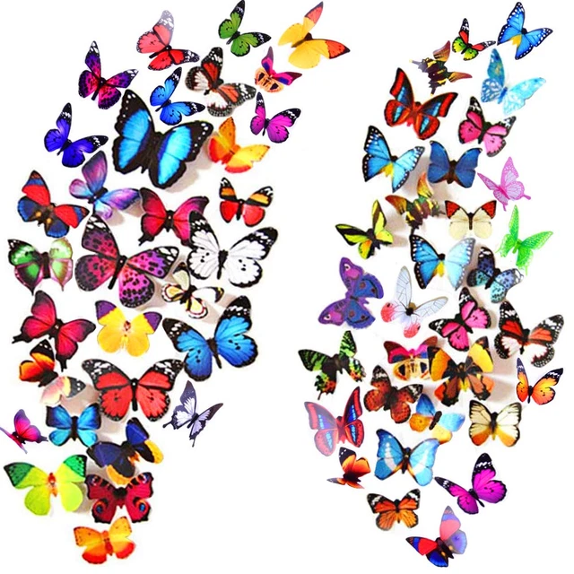 80 PCS 3D Butterfly Wall Decor, 4 Styles Butterfly Wall Decals Removable Mural S