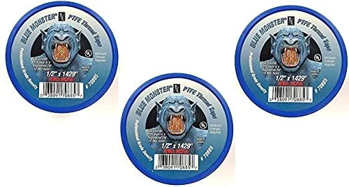 Milrose 70885 Blue Monster 1/2 Inch x 1429 Inch Blue Teflon Tape 3 Pack