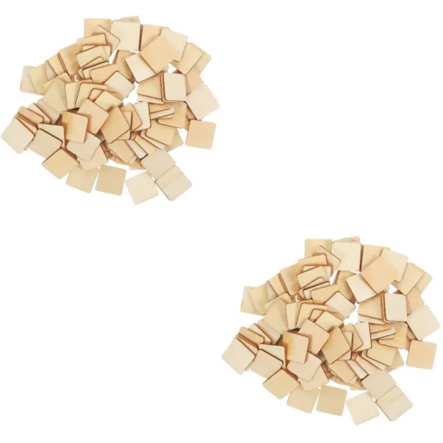 200 Pcs Square Wood Chips Squares Blanks Crafts Unfinished Tag Wooden
