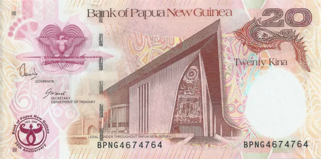 PAPUA NEW GUINEA 20 KINA 2008 P 36  35th COMMEM. UNC RADAR # 4674764