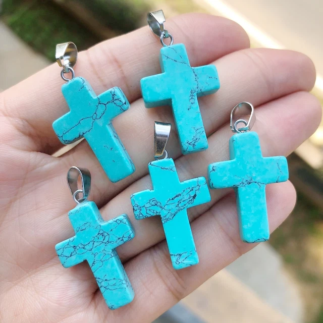 Turquoise Gem Tree Of Life Necklace Chakra Cross Reiki Healing Amulet
