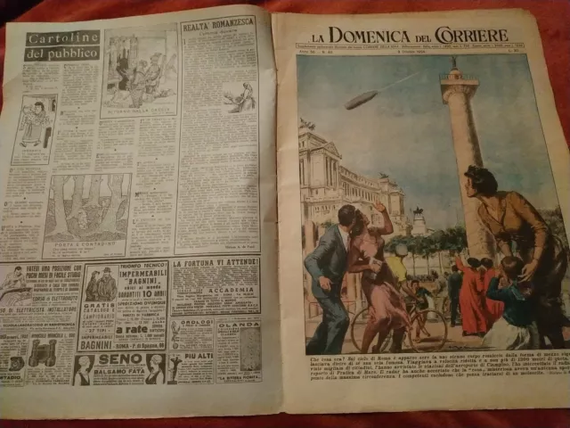 La Domenica del Corriere n.40 del 1954 Strano corpo rossiccio sul cielo di Roma