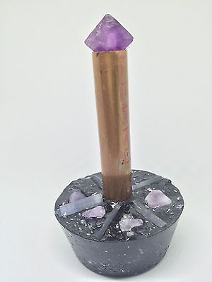 Powerful Orgone Art Mini Cloud Buster Featuring Purple fluorite -Anti Chem/EMF