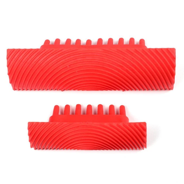 2pcs Rubber Red Cylinder Wood Grain Graining Wall Paint DIY Painting Tools FS2#