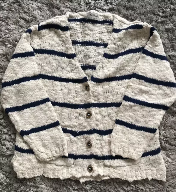 Girls Next Ecru Striped Cardigan age 5 years