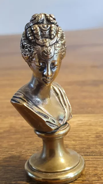 Sceau à cacheter en bronze argenté à l'effigie d'un buste de femme à L'ANTIQUE 2