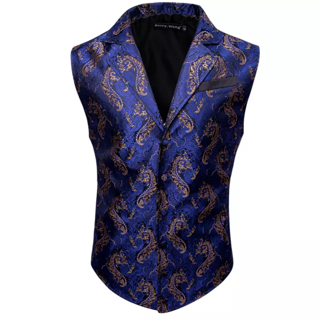 Mens Formal Wedding Waistcoat Paisley Floral Suit Vest Slim Tuxedo Silk Tie Set