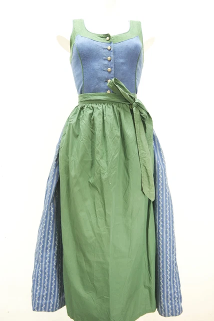 Mondo alpino blu con cucitura viennese favoloso dirndl con grembiule taglia 38