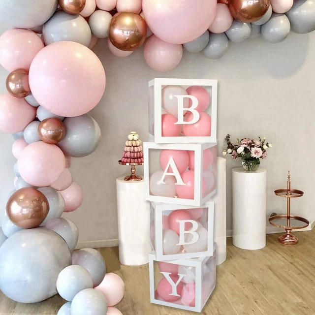 Balloon Boxes with BABY Letters Baby Shower Transparent Blocks Photo Shoot Props