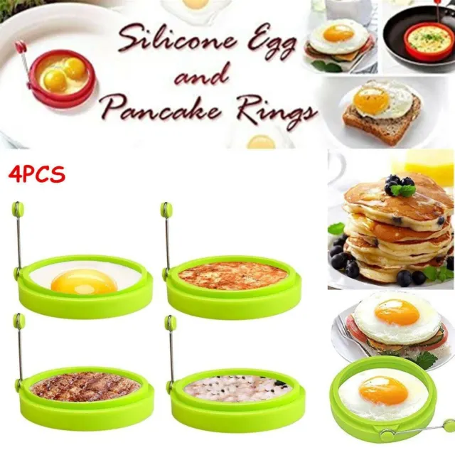 4PCS NEW Egg Fried Mold Silicone Ring Pancake Silica Gel Kitchen Cooking Tool US