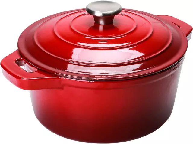 5.5 Quart Enameled Cast Iron Dutch Oven with Lid, 5.5 QT Deep round Dutch Oven P