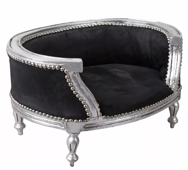 Lit de chiens lit de chats baroque noir argent canapé fauteuil couchage petit