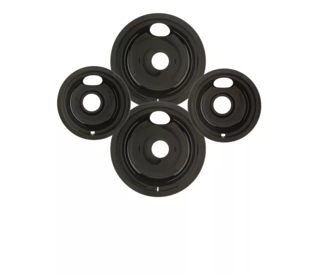 4 Piezas Negro Porcelain-Coated Goteo Bol Juego 9.25 19.7cm Eléctrico Encimera 2