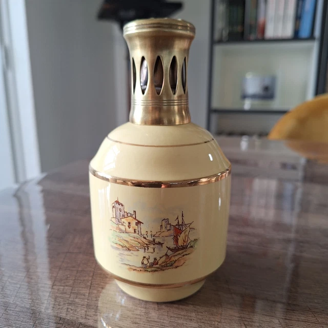 Ancienne Lampe Berger Porcelaine Rose Et Blanc - Saint Méen Le Grand 1958 - Motif Grappes