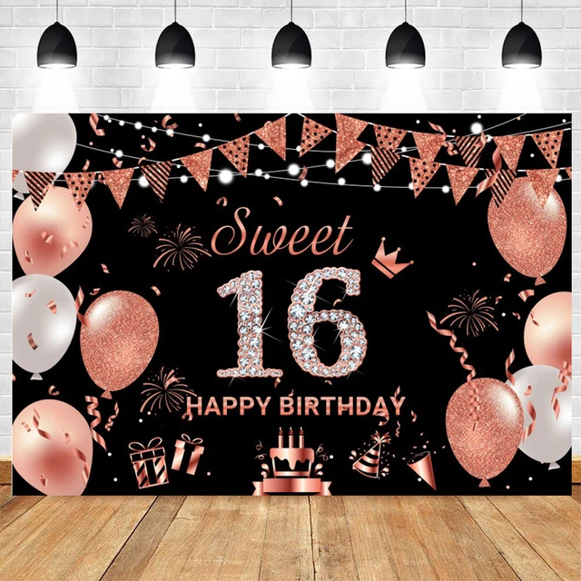 Banner Di Compleanno 16 Anni 150x90cm – Poster In Vinile Turchese Con Diamanti – Sfondo Per Festa