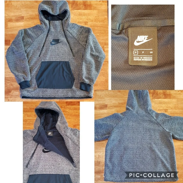NIKE SPORTSWEAR SHERPA Atmosphere Grey Pullover Hoodie Womens