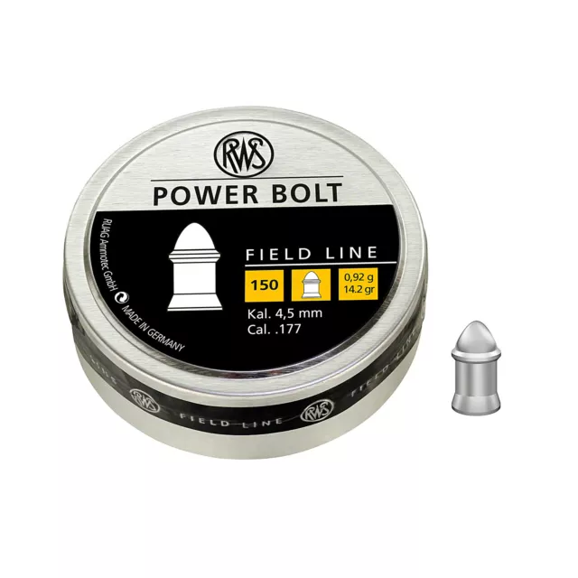 RWS Power Bolt .177 4.5mm Hunting Pellets 14.2gr Target Air Rifle Gun 150 Tin