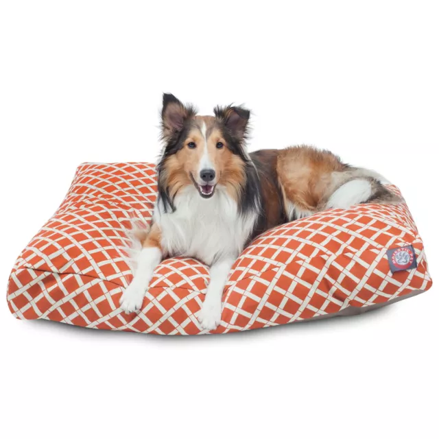 Majestic Pet Bamboo Rectangle Pet Bed for Dog Removable Cover Burnt Orange Large