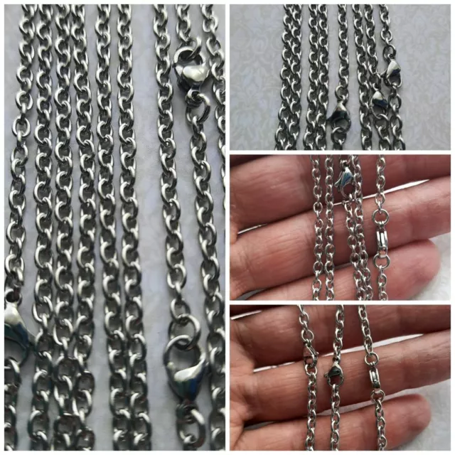 Pack of 4 Stainless Steel Necklaces Chains Oval Unwelded Jewelery Making Fashion