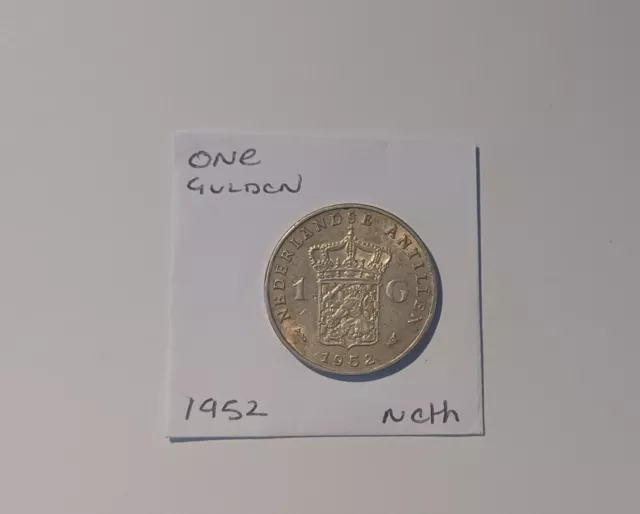 Netherlands 1952 Silver One Gulden Coin