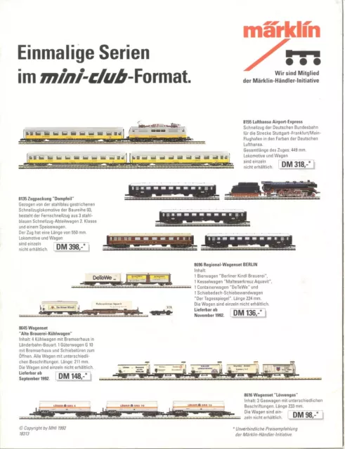 catalogo MÄRKLIN 1992 Mini-Club Spur Z Und abends bin ich der Direktor...  D  aa 2