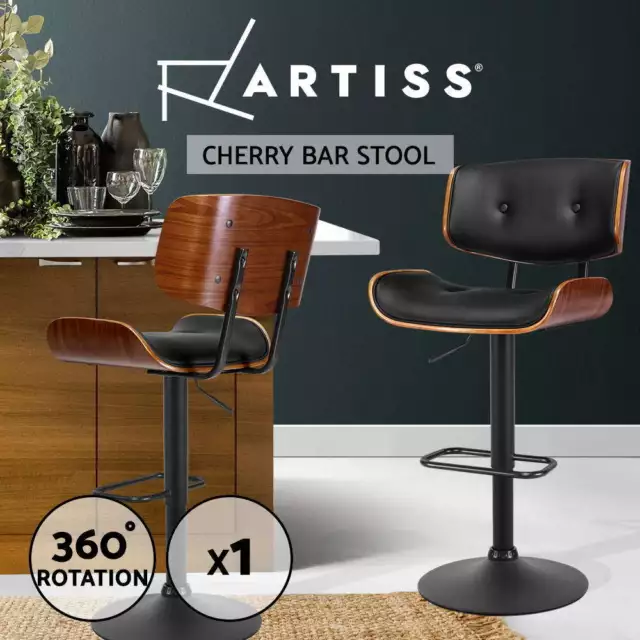 Artiss Bar Stools Kitchen Dining Chairs Gas Lift Stool Leather All Black
