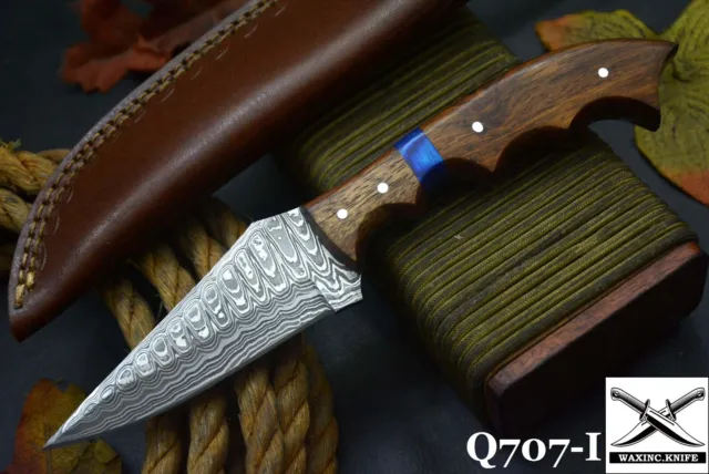 Custom 8.2"OAL Hand Forged Damascus Steel Hunting Knife Handmade (Q707-I)