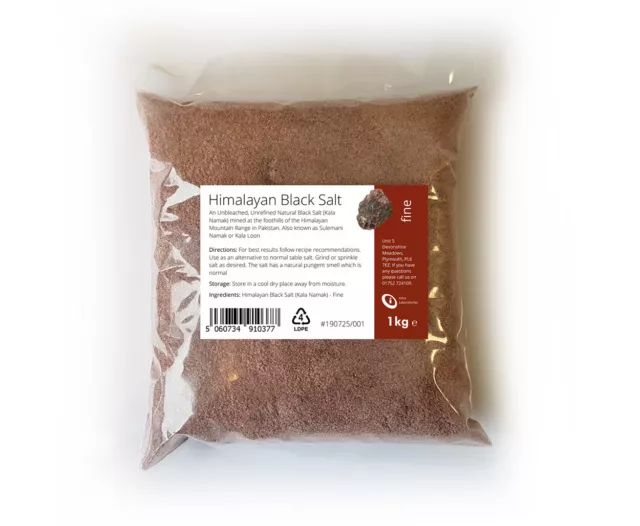 Black Himalayan Salt 1kg - Pure & Naturally Organic Food Grade Kala Namak Fine