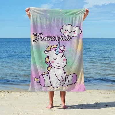 Asciugamano Telo Mare Personalizzato con la Foto del Tuo Cane Idea Regalo Estate 70cm X 100cm 