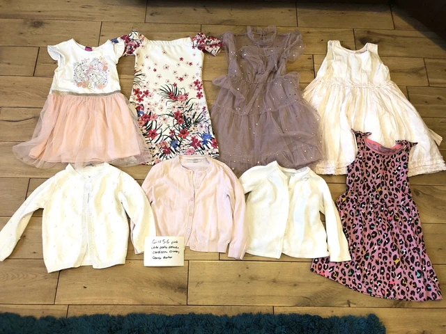 Pacchetto vestiti ragazze età 5-6 anni rosa abiti da festa cardigan Disney George
