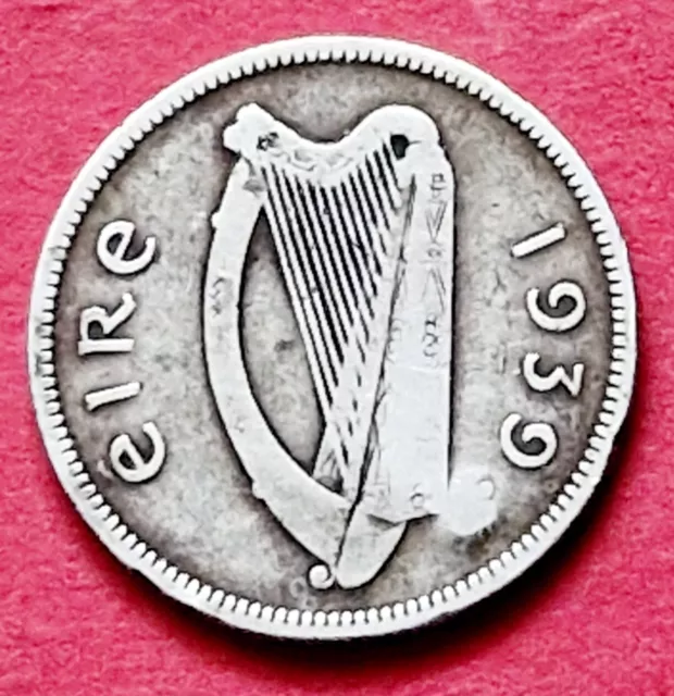 Irlande Eire : assez rare et jolie 1 shilling 1939 en Argent lettre suivie