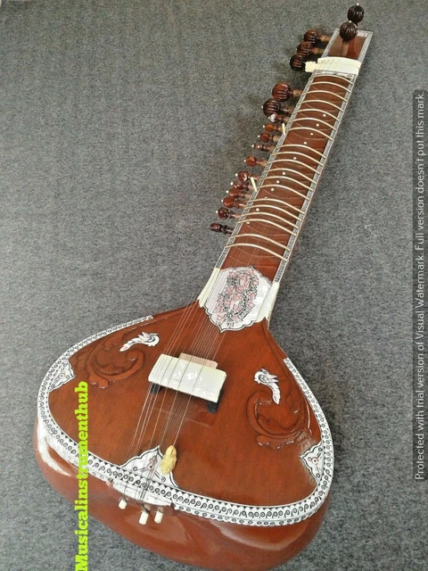Sitar Red Miraj Plain Classic(18 Strings)+Fiber Box + Acccessories+Free Shipping