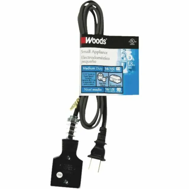 Cable para electrodomésticos Woods 0290 6', negro