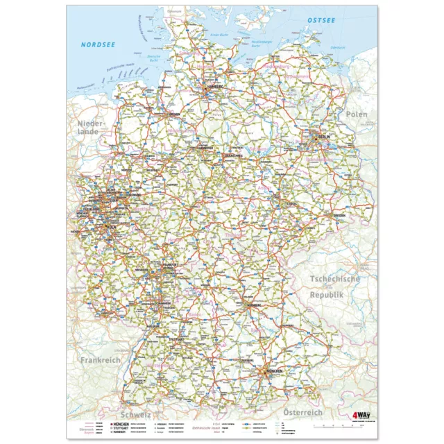 Mega große Deutschlandkarte 2019/20, stabil, nass abwischbar Versand gerollt