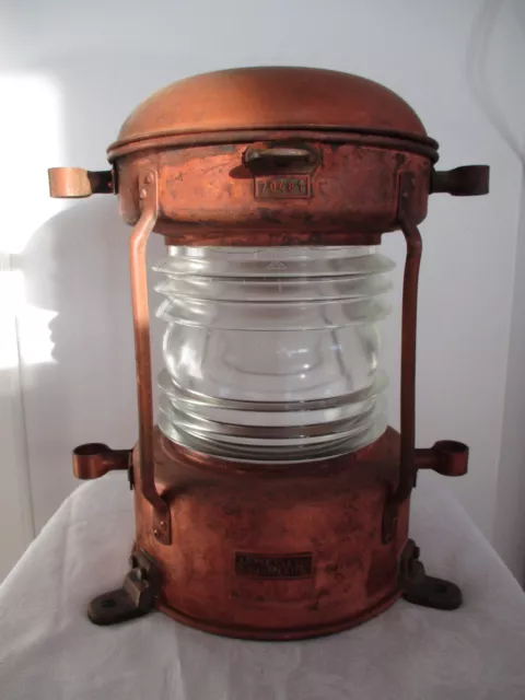 Schiffslaterne Original J.H. Peters  & Bey  aus massivem Kupfer - Bergungsobjekt