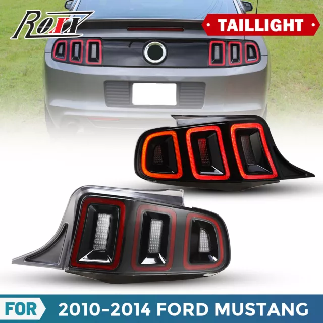 For 2010-2014 Ford Mustang Tail Lights LED Sequential Signal Red Rear Brake Lamp