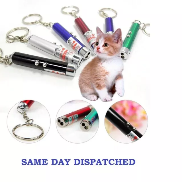 Red Laser Lazer Pen Pointer  2 In 1 With LED Light Cat Dog Toy Keyring UK