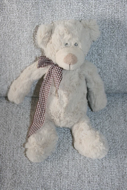 Maxita Doudou Ours Beige Echarpe Noeud Vichy Marron Etat Neuf