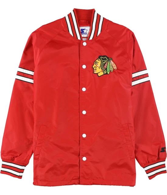 STARTER Mens Chicago Blackhawks Windbreaker Jacket, Red, Large (Regular)