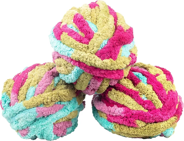 iDIY Chunky Yarn 3 Pack (24 Yards Each Skein) - Tie Dye (Fuschia, Teal, Green)