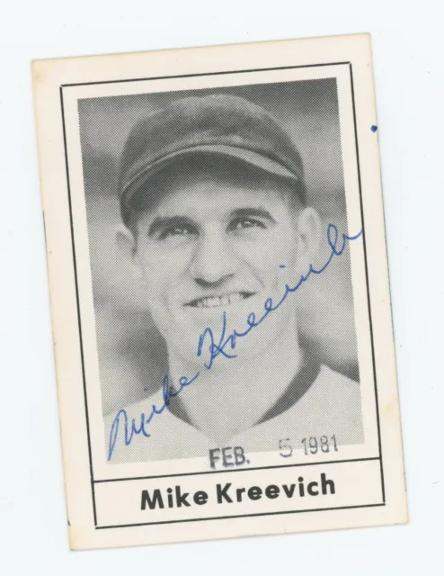 Autographed 1978 Grand Slam Card of White Sox Mike Kreevich