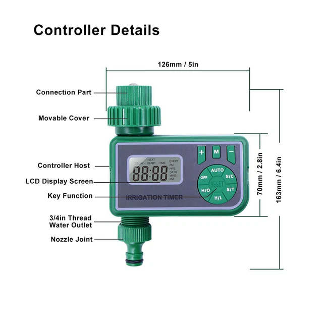 Timer Irrigazione Automatico Acqua Timer Centralina LCD per Serra Giardino ect