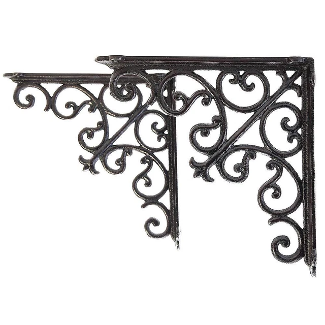 Cast Iron Brackets for Shelves, 2PC Black, 4.7 Inch Width, Heavy Duty