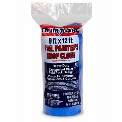 2 mil panno a goccia di plastica, blu, 9 x 12 piedi -876122